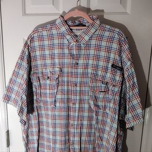 Columbia PFG Plaid Short Sleeve Button Down Shirt Size XXL